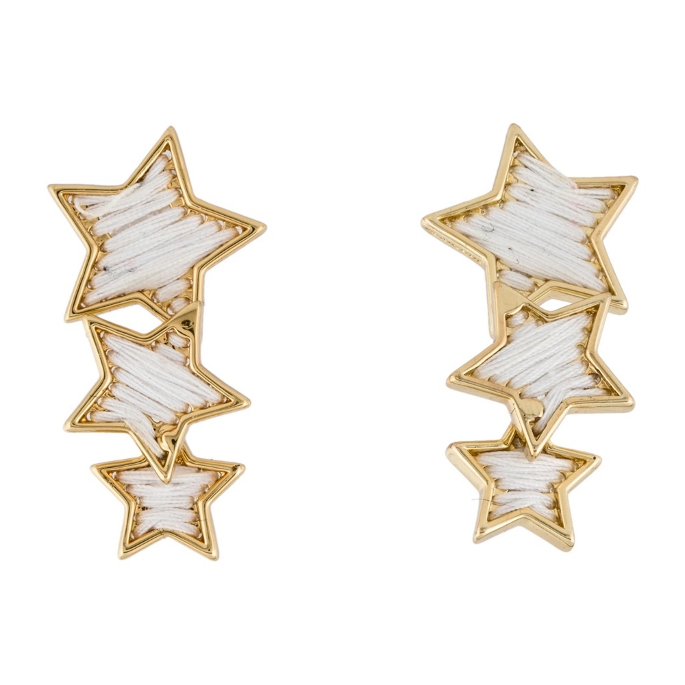 Mignonne Gavigan White Threaded Star Earrings